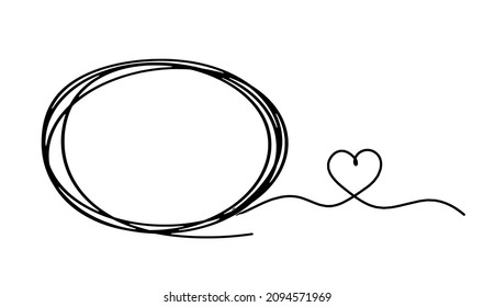 Comment space with heart as line drawing on white background. Vector