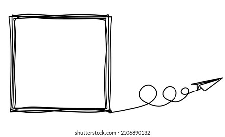 Comment space with paper plane as line drawing on white background. Vector
