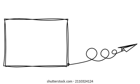 Comment space with paper plane as line drawing on white background. Vector