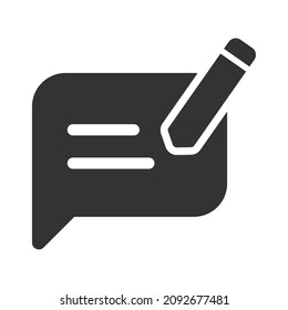 comment speech bubble vector icon isolated on white background. review speech bubble with pencil stock vector illustration for web, mobile app and ui design