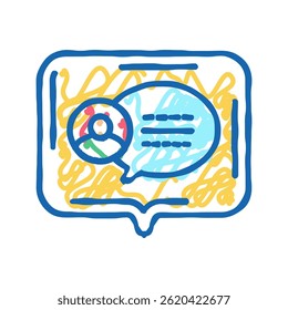 Comentario Cliente testimonial doodle icono sketch Vector. Comentario Cliente testimonial signo. Ilustración de símbolo aislado