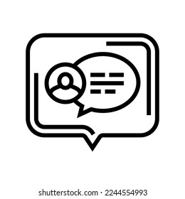 vector de icono de línea de cliente testimonial de comentarios. signo de cliente testimonial de comentarios. símbolo de contorno aislado ilustración negra