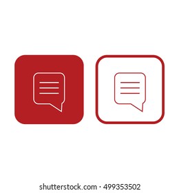 Comment vector icon. Red and white