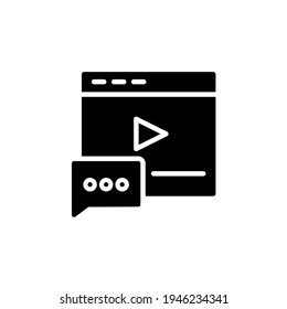Icono de vídeo de comentarios con estilo de glifo
