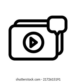 Kommentar-Videosymbol oder Logo einzeln auf Zeichensymbolen, Vektorgrafik - qualitativ hochwertige Vektorsymbole mit schwarzem Hintergrund
