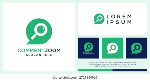 Modelo de design de logotipo de zoom de comentário.