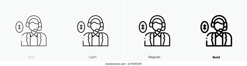 commentary icon. Thin, Light Regular And Bold style design isolated on white background