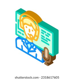 commentator news media isometric icon vector. commentator news media sign. isolated symbol illustration
