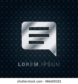 Comments 3D Silver/Platinum/Steel Metallic Premium Icon / Logo Design