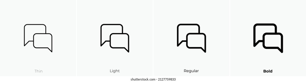 comments alt icon. Thin, Light Regular And Bold style design isolated on white background