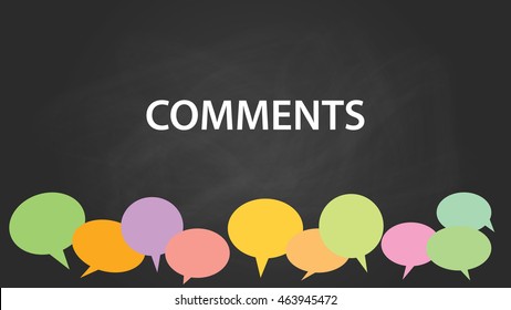 Comments With Blackboard And Colourfull Comment Bubble With Chalkboard Effect Vector Graphic Illustration