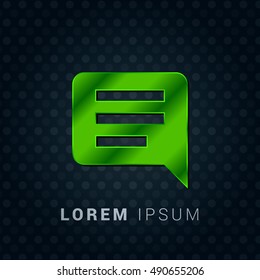 Comments Bright Green chromium precious metallic 3D Icon / Logo Design