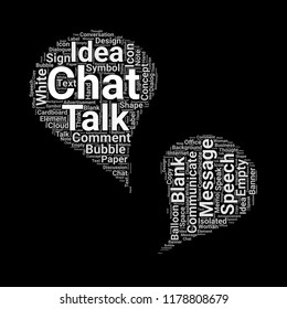 Comments bubbles word cloud vector design creative concept. Comments bubbles icon shape. Trendy vector word collection.
