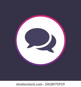 Comments or chat icon concept, speech bubble sign vector graphics, conversation or dialogue symbol pictogram isolated on white background. Suitable for Web Page, Mobile App, UI, UX and GUI design. 