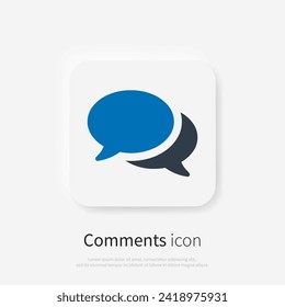 Comments or chat icon concept, speech bubble sign vector graphics, conversation or dialogue symbol pictogram isolated on white background. Suitable for Web Page, Mobile App, UI, UX and GUI design. 