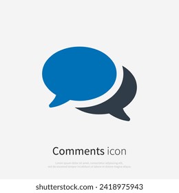 Comments or chat icon concept, speech bubble sign vector graphics, conversation or dialogue symbol pictogram isolated on white background. Suitable for Web Page, Mobile App, UI, UX and GUI design. 