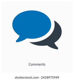 Comments or chat icon concept, speech bubble sign vector graphics, conversation or dialogue symbol pictogram isolated on white background. Suitable for Web Page, Mobile App, UI, UX and GUI design. 