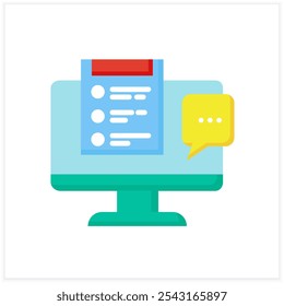 Comments flat icon. Speech bubble. Internet communication, chatting. Blogging and broadcasting. Social network. Internet community.Content Management. 3d vector illustration