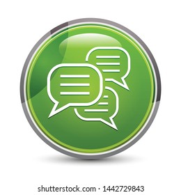 Comments icon isolated on elegant green round button vector illustration