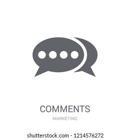 Comments icon. Trendy Comments logo concept on white background from Marketing collection. Suitable for use on web apps, mobile apps and print media.