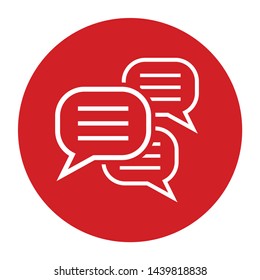 Comments icon vector isolated on flat red round button illustration