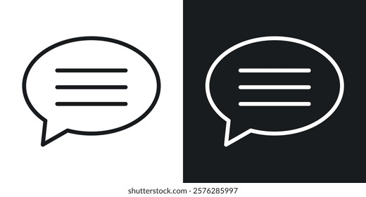 Comments icons in thin black and white stroke liner style
