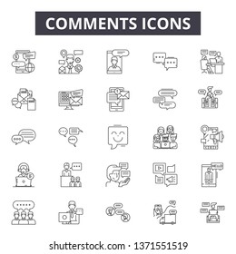 Comments line icons, signs set, vector. Comments outline concept, illustration: comment,web,communication,message,internet