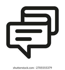 Comentarios Mensajes Icono de chat. Gráfico de línea mínima profesional moderno que ilustra la comunicación, la conversación, la discusión, el Comentarios y la mensajería
