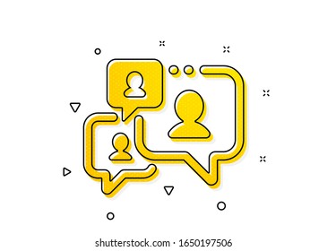 Comments sign. Support chat icon. Speech bubble message symbol. Yellow circles pattern. Classic support chat icon. Geometric elements. Vector