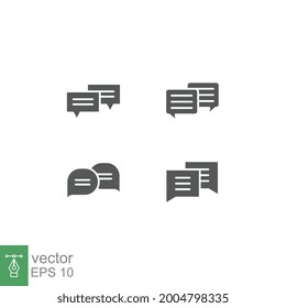 Comments, solid icon set. Social chatting communication technology. Dialog speak, send message, comment. Conversation speech bubble. Silhouette Vector illustration. Design on white background. EPS10