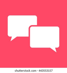Comments Or Speech Bubble white icon on magenta color background. Eps-10.