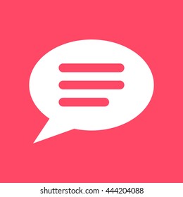 Comments white icon on magenta color background. Eps-10.