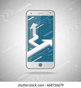 Commerce abstract business vector illustration with smartphone 
