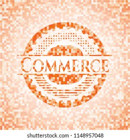 Commerce abstract orange mosaic emblem with background