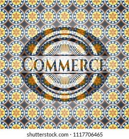 Commerce arabic style badge. Arabesque decoration.