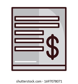 commerce bill count shopping or payment mobile banking vector illustration line and fill icon
