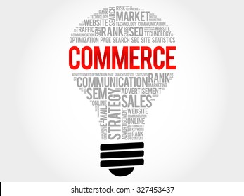 COMMERCE bulb word cloud, business concept