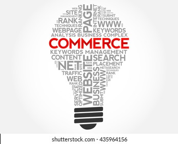 COMMERCE bulb word cloud, business concept