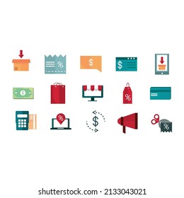 Commerce and business icon set design-2