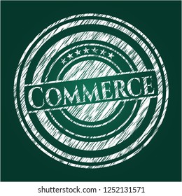 Commerce chalkboard emblem on black board