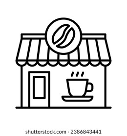 Commerce, coffee shop, store icon. Building cafe. Vector illustration.