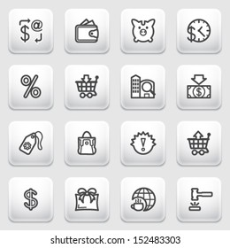 Commerce contour icons on gray background.