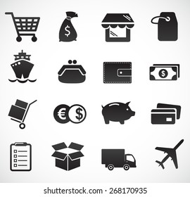 Commerce and delivery icon set. Vector art.