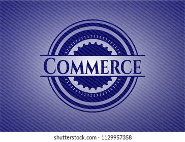 Commerce emblem with denim texture
