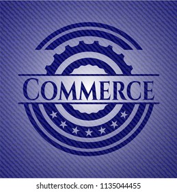 Commerce emblem with jean background