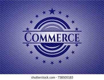 Commerce emblem with jean background