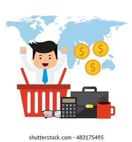 commerce and finance flat icons vector illustration design
