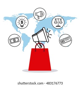 commerce and finance flat icons vector illustration design