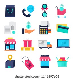 Commerce flat vector icons