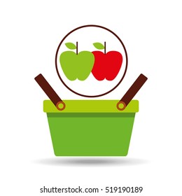 commerce green basket tasty apple vector illustraion eps 10